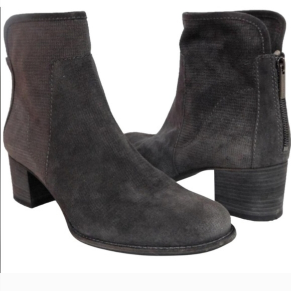 Aquatalia Womens Taylor Textured Suede Stack Heeled Zip Back Booties sz 8 gray - Picture 1 of 8